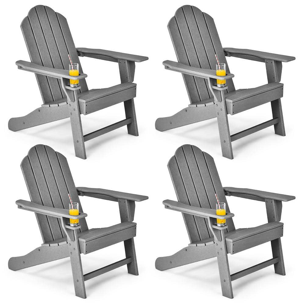 Costway 4 Piece Grey Patio Plastic Adirondack Chair Weather Resistant   Costway Plastic Adirondack Chairs 4 A A1q2 10n292gr 64 1000 