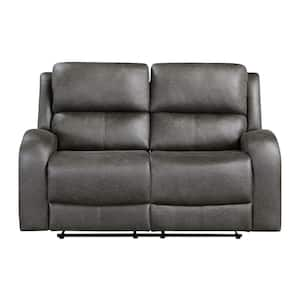 Venture 61.5 in. W Gray Microfiber 2-Seater Manual Double Reclining Loveseat