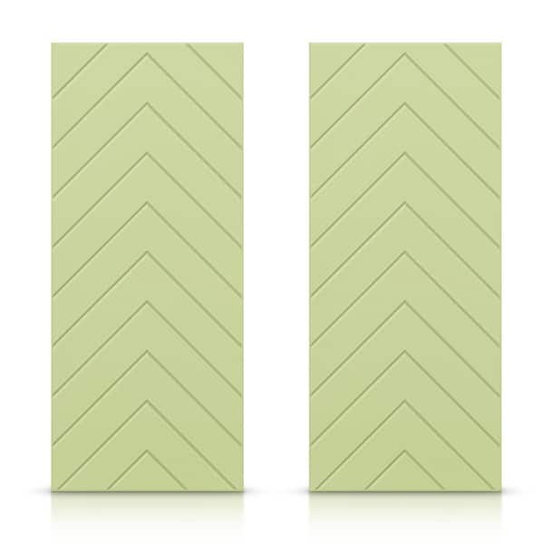 CALHOME 84 in. x 96 in. Hollow Core Sage Green Stained Composite MDF Interior Double Closet Sliding Doors