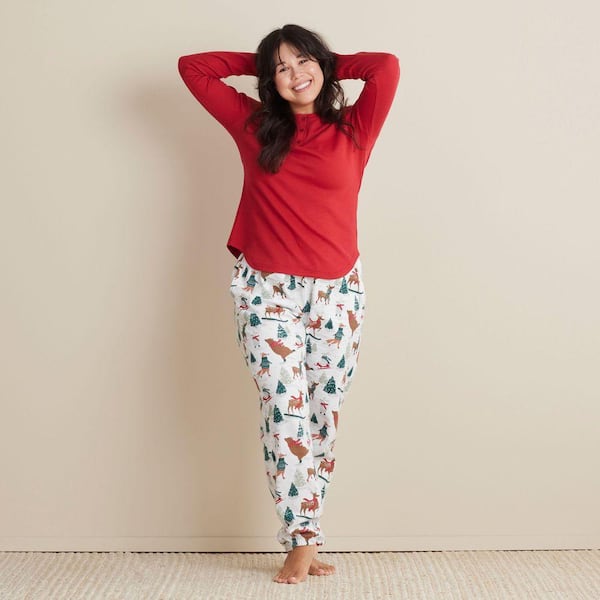 Company Cotton Family Flannel Sleep And Access Women's Small White Multi Pajama Set