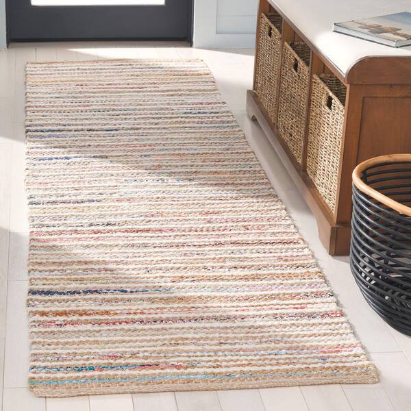 Cape Cod 2 ft. x 8 ft. Natural/Rust Striped Abstract Runner Rug