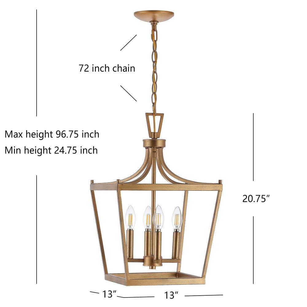Gold Pagoda Style 4-Light LED Pendant