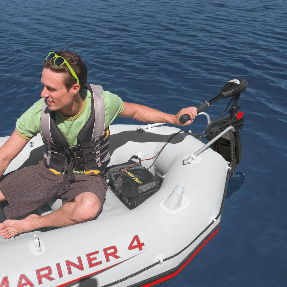 Intex 5-Person Gray Inflatable Fishing Boat Set with Motor