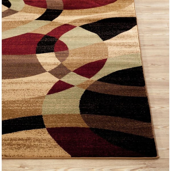 Contemporary Modern Circles Multi 9 ft. x 12 ft. Abstract Area Rug