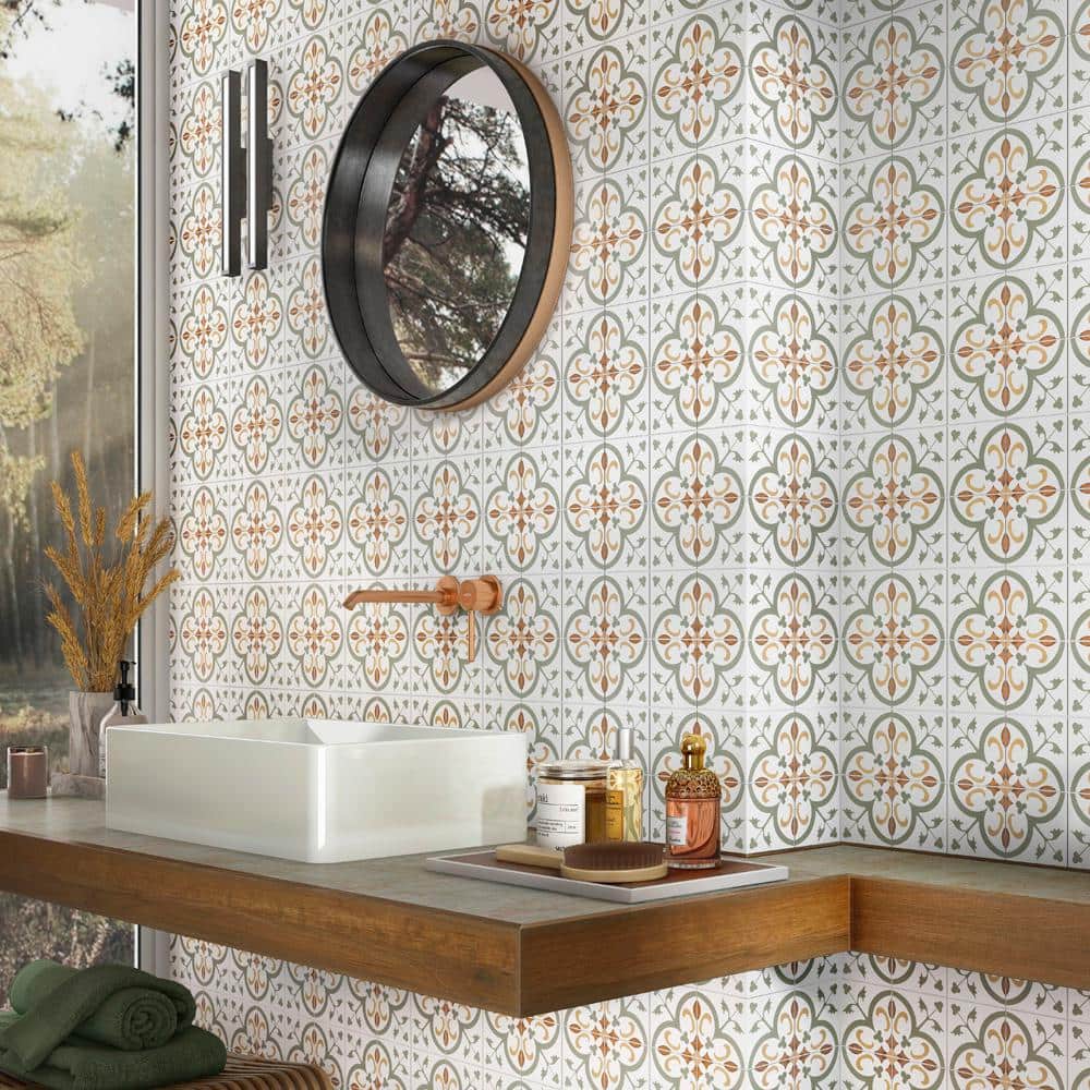 Revival Mini Memory 4" x 4" Off-White Ceramic Patterned Tile