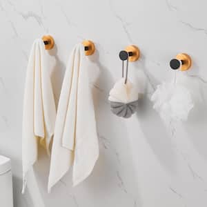 4-Piece Wall-Mounted Bathroom Knob Robe/Towel Hook Accessories in Golden Black
