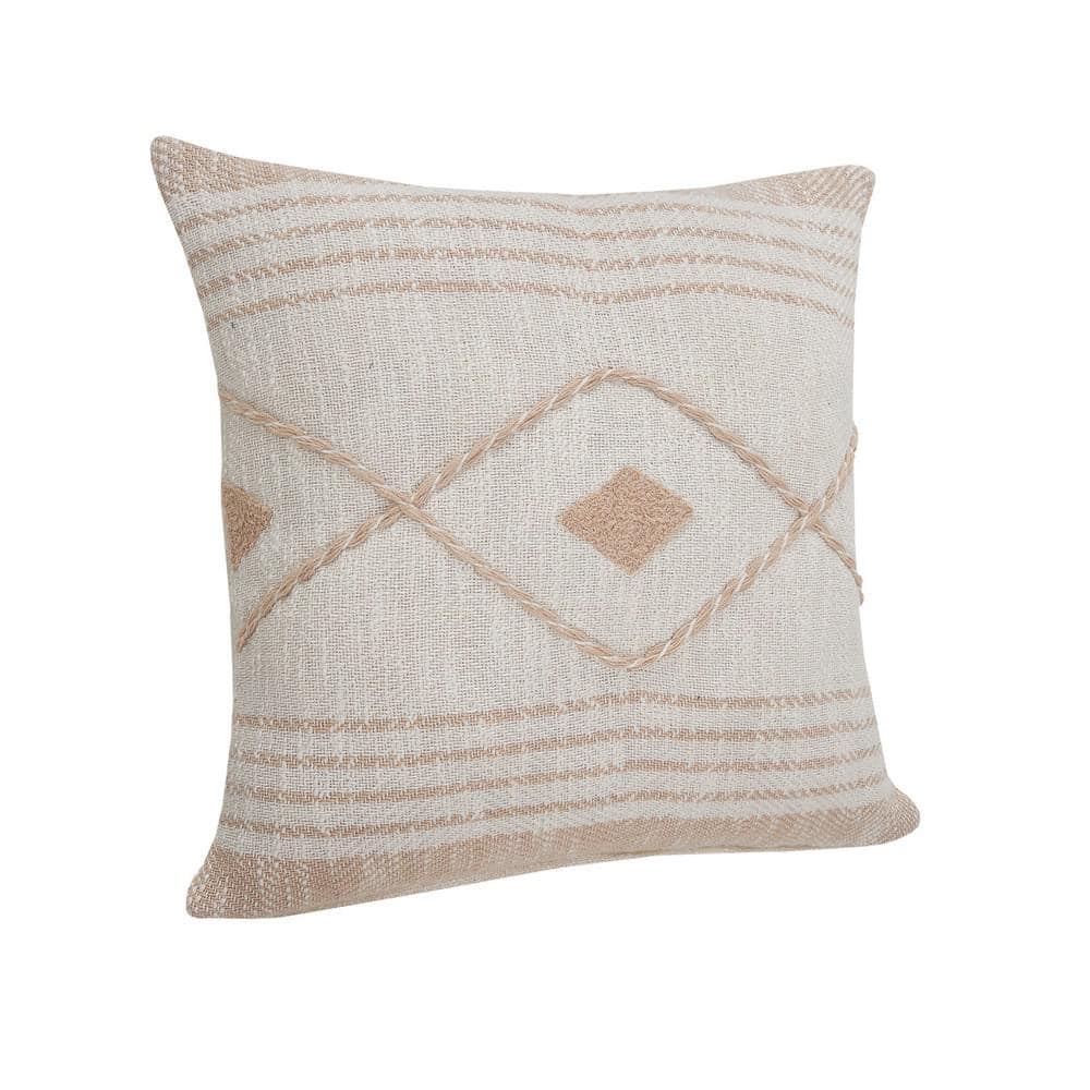 Coastal Peach and White Geometric Diamond Throw Pillow 20"