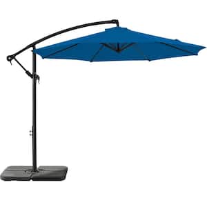 10 ft. Offset Cantilever Patio Umbrella with Base Included and Infinite Tilt in Royal Blue