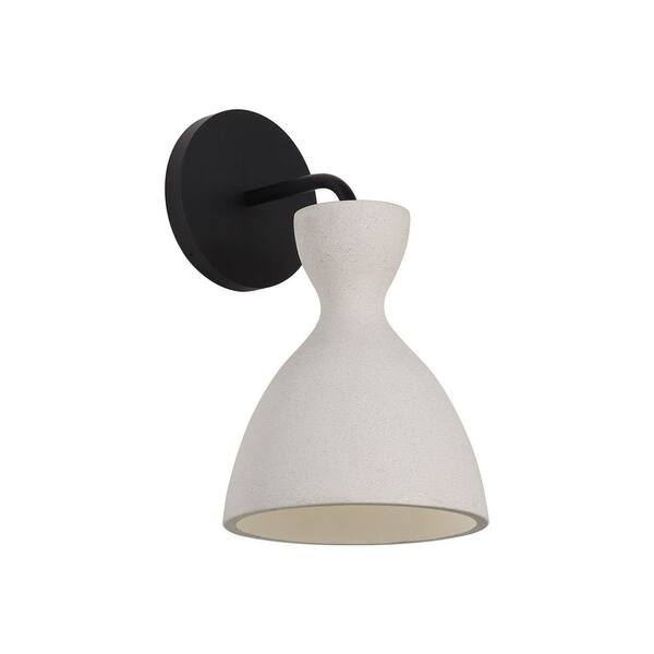Golden Lighting - Aethera 7 in. White Sandstone Cement Outdoor Hardwired Wall Sconce with LED Bulbs Included