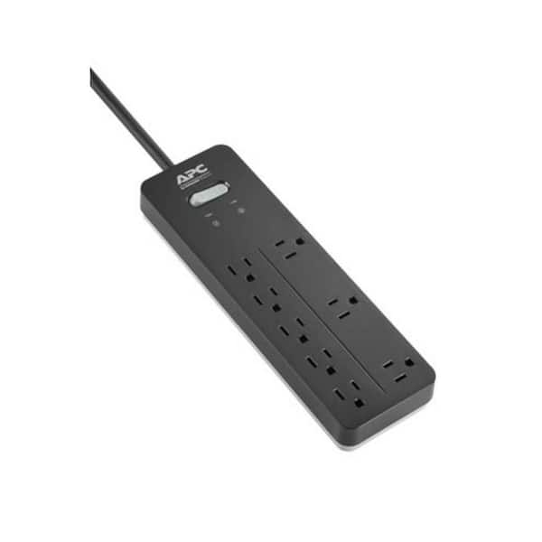 APC Black 6 ft. Surge Protector with 8 outlets PH8 - The Home Depot