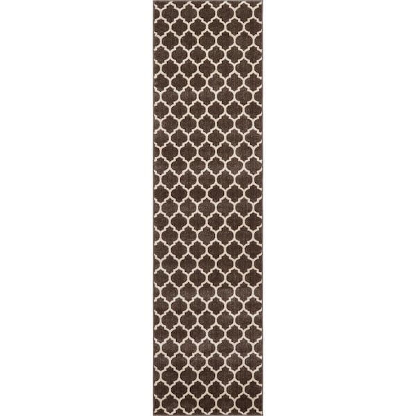 Unique Loom Trellis Philadelphia Dark Brown/Beige 2' 7 x 10' 0 Runner Rug
