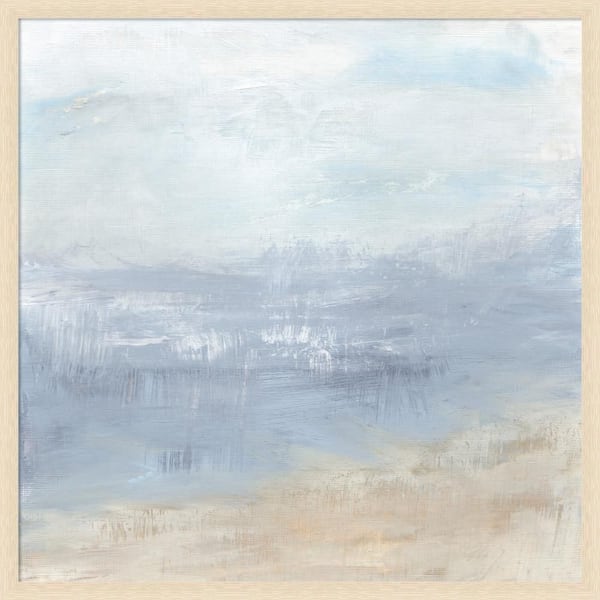 Woodgrain "Vision Blue Abstract Square" by Naomi Hink NLS Design Beach Framed Canvas Art Print 34 in. x 34 in.