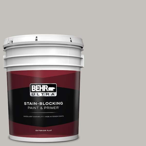 BEHR ULTRA 5 gal. #PPU18-10 Natural Gray Flat Exterior Paint & Primer