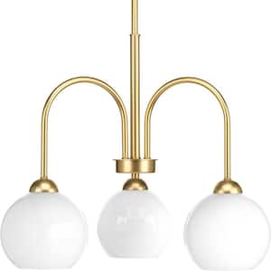 Carisa Collection 3-Light Vintage Gold Chandelier with Shade