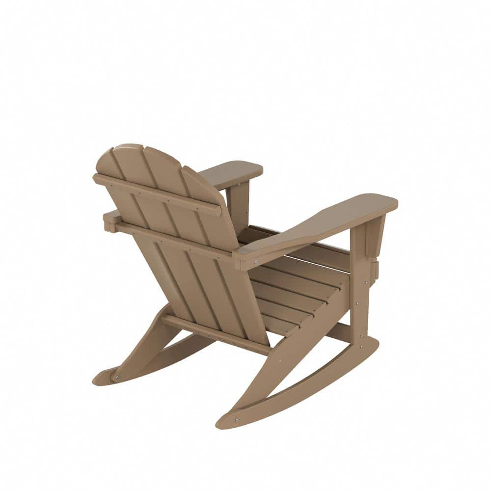 Eco-Friendly Weathered Wood Poly Adirondack Rocking Chair Set for 2