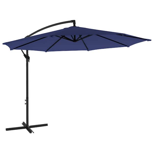 Unbranded 10 ft. Outdoor Offset Cantilever Patio Umbrella in Navy with Crank