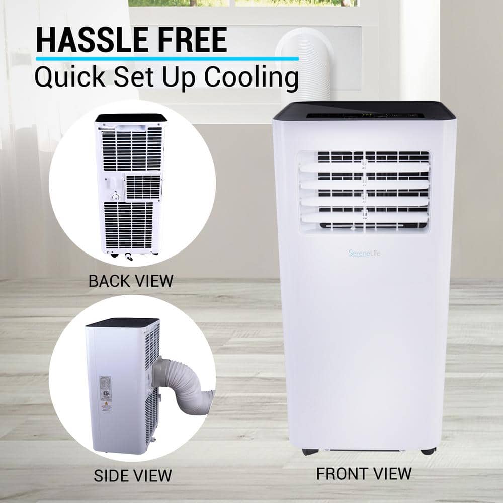 SereneLife 10,000 BTU White Portable Air Conditioner with Remote