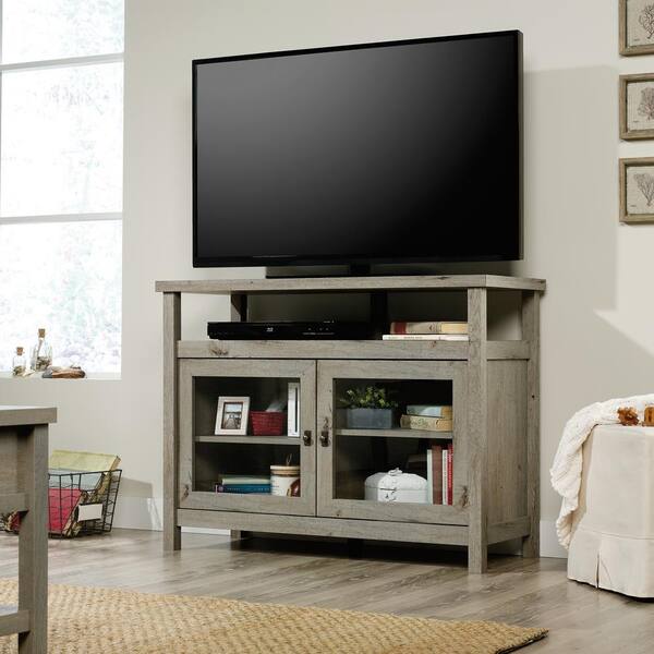 SAUDER Cottage Road 42 in. Mystic Oak Particle Board TV Stand Fits TVs Up to 42 in. with Storage Doors