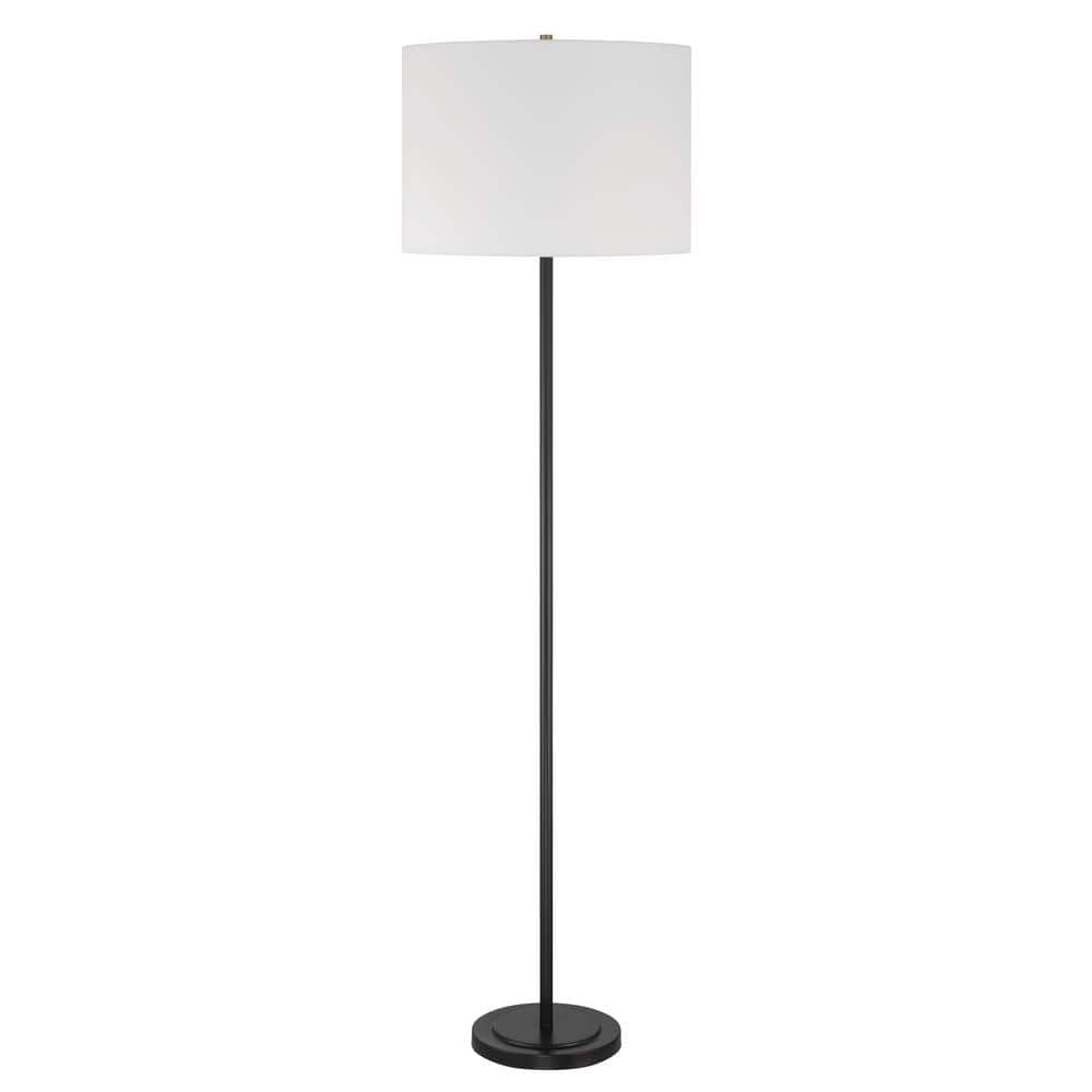Jones 65 in. Flat Black Finish 1-Light Standard Floor Lamp for Home w/ White Linen Shade price history on PriceWatchPro