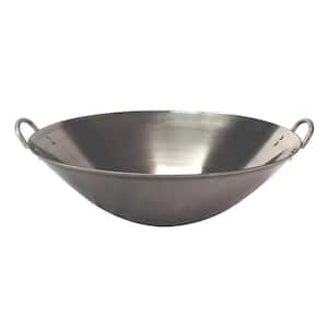 Large 18 in. Stainless Steel Induction Wok with Handles