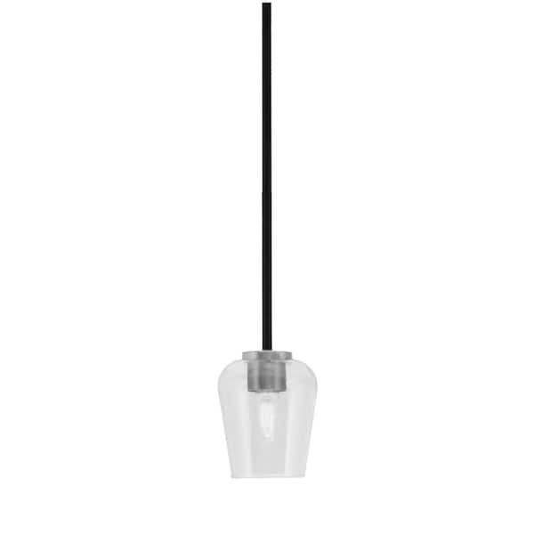 Unbranded Elonia 100-Watt 1 Light Matte Black & Graphite Stem Mini Pendant Light with 5 in. Clear Bubble Glass Shade