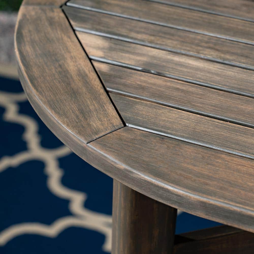Gray Acacia Wood 5-Piece Outdoor Bar Set with Slatted Design