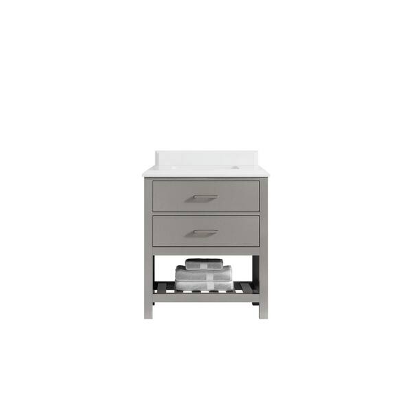 Willow Collections Parker 30 in. W x 22 in. D x 36 in. H Bath Vanity in Elephant Gray with Cove Edge White Quartz Top
