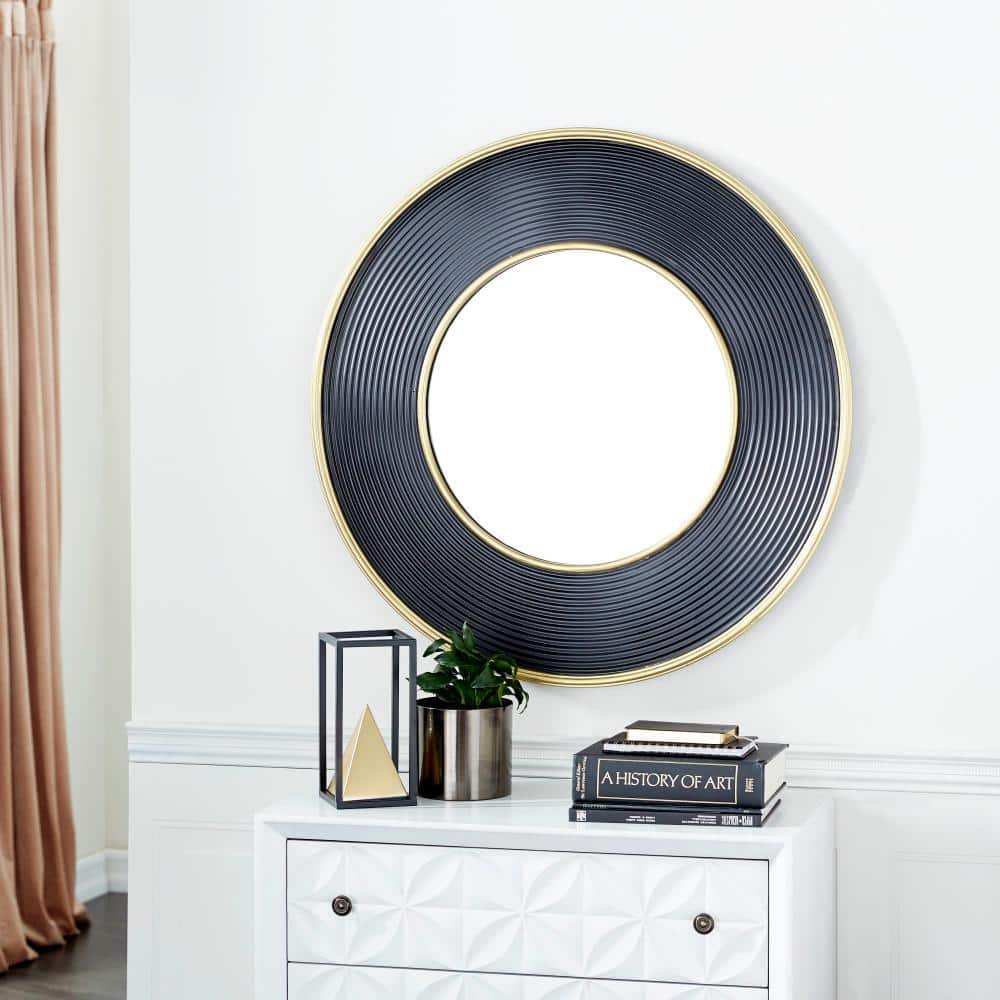 CosmoLiving by Cosmopolitan 35  x 35  Black Wall Mirror with Fluted Frame