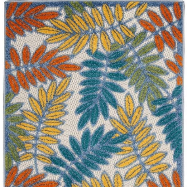 Ivory, Blue 3 ft. x 4 ft. Woven Polypropylene Indoor/Outdoor Area Rug