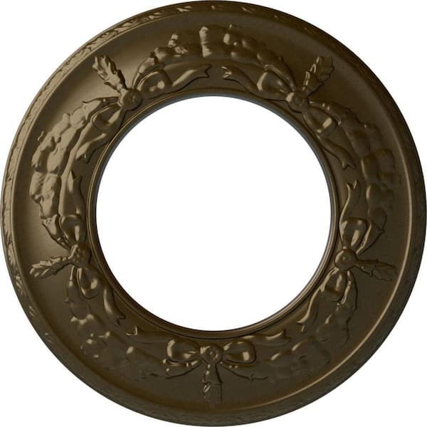 Ekena Millwork 13-1/4" x 7-1/8" ID x 7/8" Salem Urethane Ceiling Medallion (Fits Canopies upto 7-1/8"), Brass