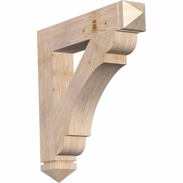 Ekena Millwork 5.5 in. x 34 in. x 34 in. Douglas Fir Olympic Arts and Crafts Smooth Bracket