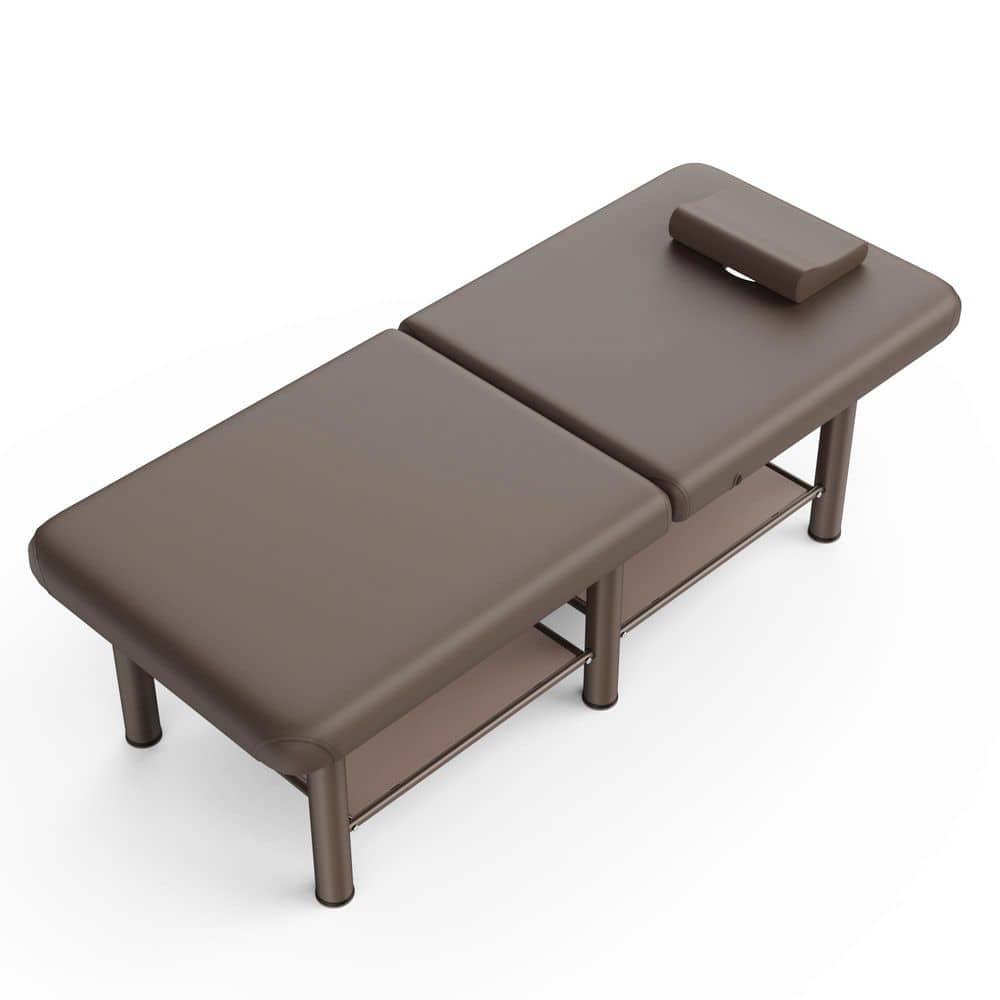 75 in. Brown PU Leather Beauty Salon Massage Table, Heavy-Duty Iron Frame, Stationary Spa Table price history on PriceWatchPro