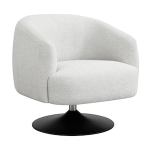 Dave Beige and Matte Black Upholstered Swivel Accent Chair