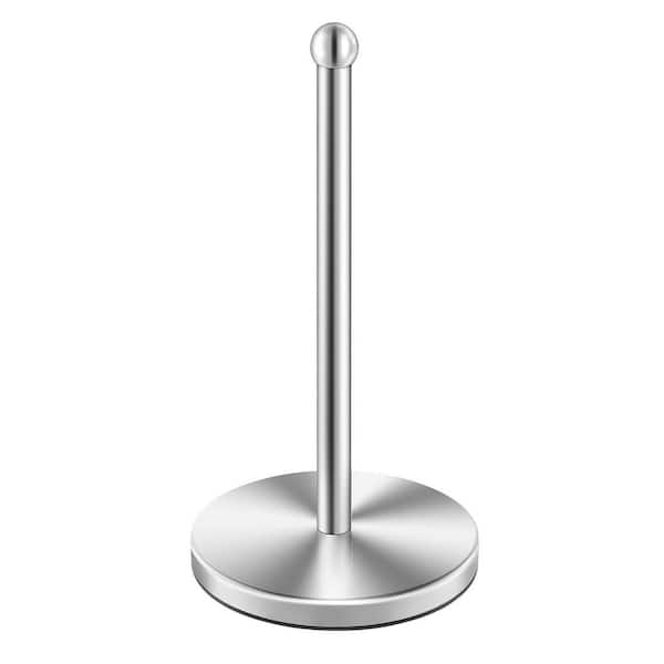 Countertop Mount Brushed Nickel Paper Towel Holder with Suction Cups Weighted Non-Slip Base Stainless Steel Stand