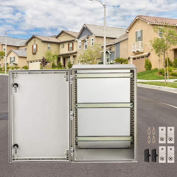 2 cu.ft. Electrical Enclosure Box 24 x 16 x 9 in. NENA 4X Junction Outlet Box Wall Mount Fiberglass with Mounting Plate