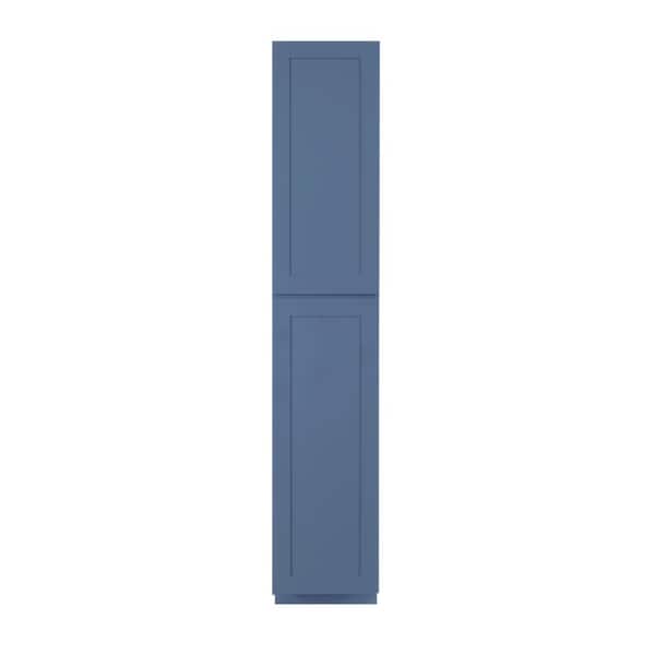 LIFEART CABINETRY Lancaster Blue Plywood Shaker Stock Assembled Tall Pantry Kitchen Cabinet 18 in. W x 96 in. D H x 27 in. D