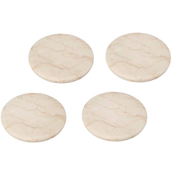 Natural Champagne Marble Set of 4-Pieces Round Coaster, 4 in. Dia. for Fine Dining Dinner Table Service