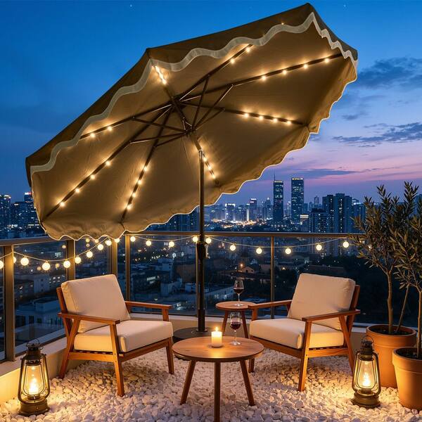 chocolate brown patio umbrella 11' Classic which ensures the product is strong and durable JEAREY 8 ft. x 10