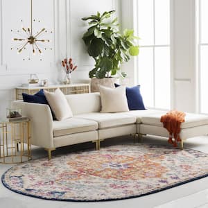 Demeter Ivory 6 ft. 7 in. x 9 ft. Oval Area Rug