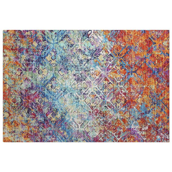 Dream Shag Premium Machine Washable Abstract ADS768 Copper 2 ft. x 3 ft. Accent Rug