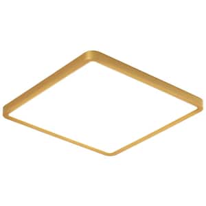 Ligaya 11.81 in. Gold Dimmable LED Ultra-thin Integrated Flush Mount with Gold Shade