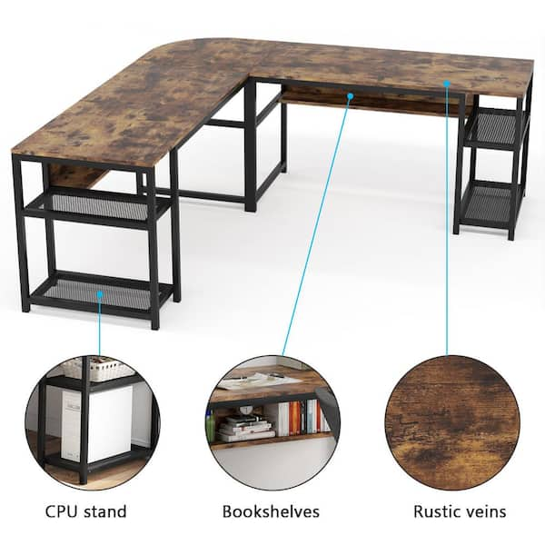 70.86 Computer Desk with Storage Shelf and Printer Stand - On