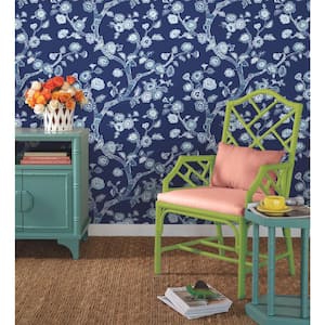 Navy Blue Temple Garden Peel & Stick Wallpaper Approx. 45 sq. ft.