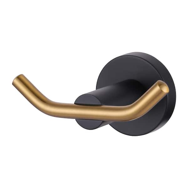 ARCORA Round Wall Mounted J-Hook Bathroom Robe/Towel Hook in Black and Gold