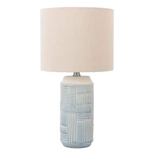 21.5 in. Fenley Light Blue Patterned Ceramic Table Lamp