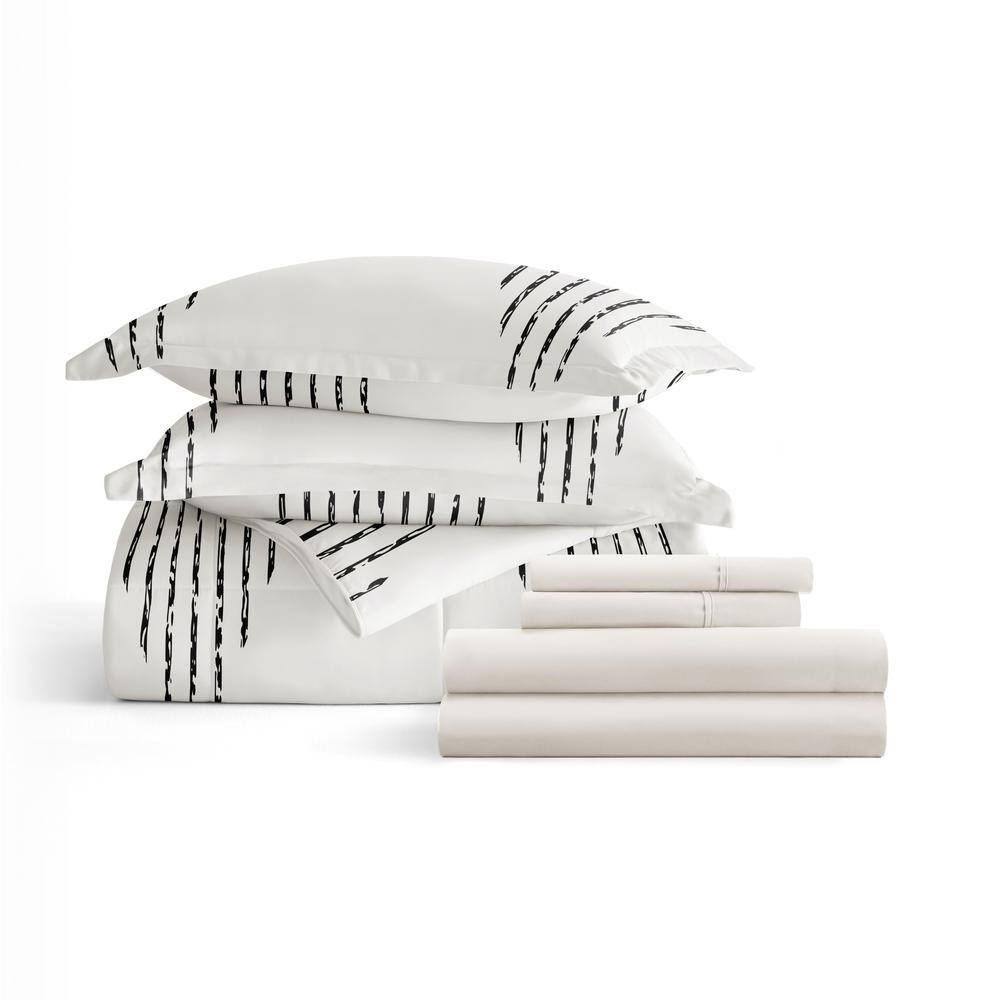 Twin Gray and White Microfiber Diamond Stripe Bedding Set