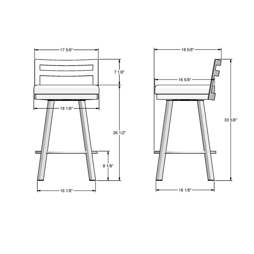 Derek 26" Swivel Counter Stool in Grey Polyester & Metallic Grey