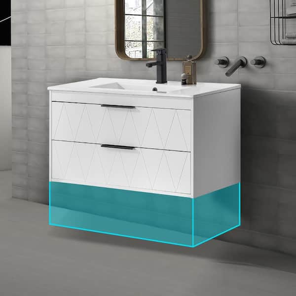 BALCONY アイボリー 36 Virubi 36 in. W Single Sink Bath Vanity in White with White