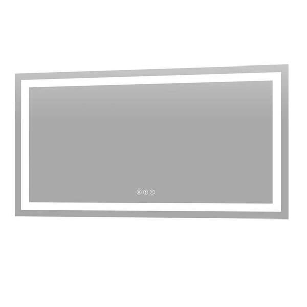 Unbranded 55 in. W x 30 in. H LED Frameless Rectangular White Mirror for Living Room