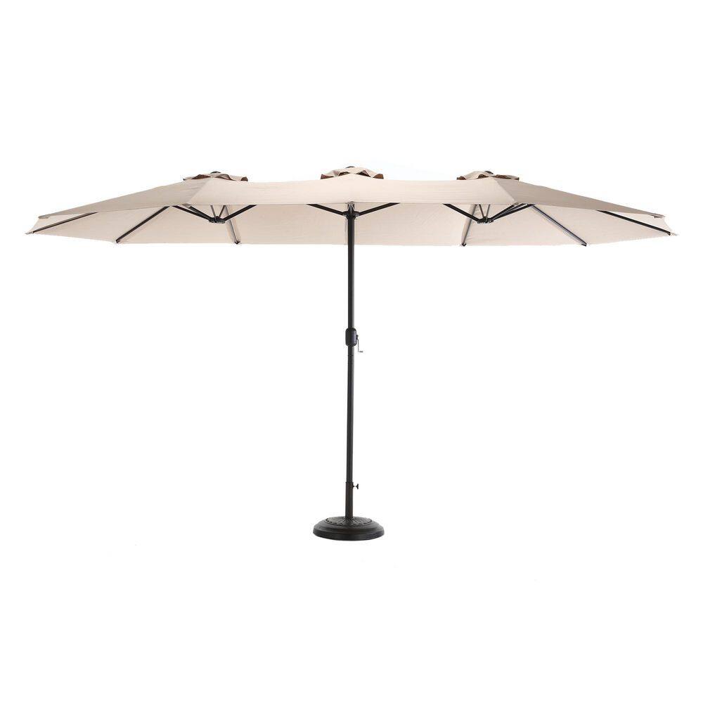 14.8 ft. Steel Double Sided Outdoor Market Patio Umbrella Rectangular Large with Crank Without Base in Khaki price history on PriceWatchPro